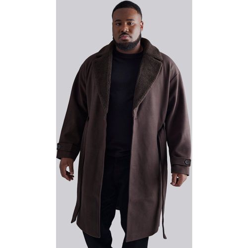 Grande taille - Manteau effet laine à col en polaire - - XXXL - Boohooman - Modalova