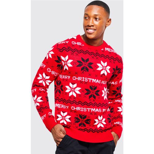 Pull de Noël à slogan et motif jacquard - S - Boohooman - Modalova