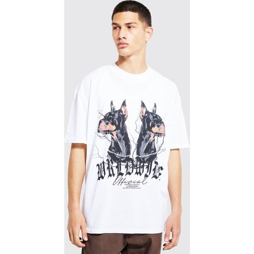 T-shirt oversize à imprimé dobermann - XS - Boohooman - Modalova