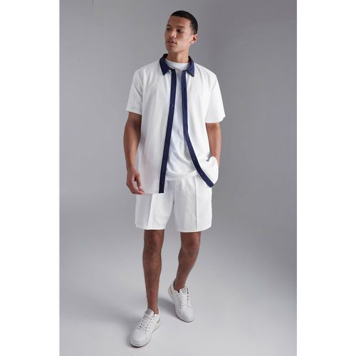 Tall - Ensemble en jersey texturé avec chemise et short - S - Boohooman - Modalova