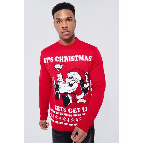 Pull de Noël à slogan Lets Get Lit - M - Boohooman - Modalova