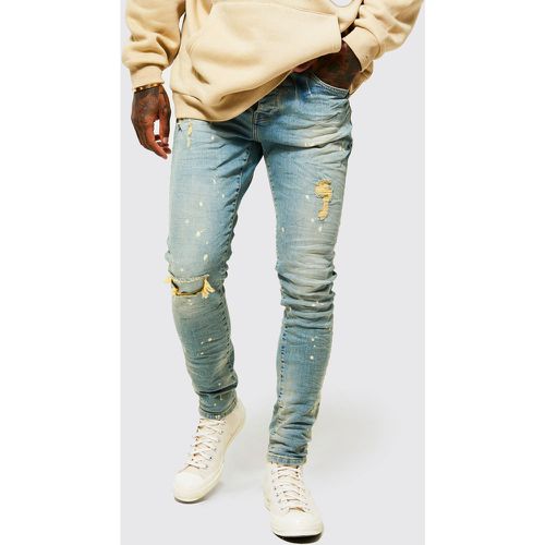 Jean skinny déchiré à taches de peinture - 30R - Boohooman - Modalova