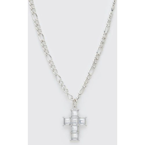 Collier à pendentif croix strassé - ONE SIZE - Boohooman - Modalova