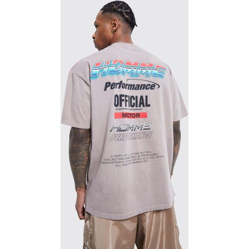T-shirt oversize délavé à slogan Motor Sport - L - Boohooman - Modalova