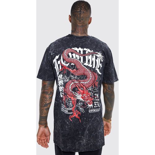 T-shirt oversize délavé à imprimé dragon - Boohooman - Modalova