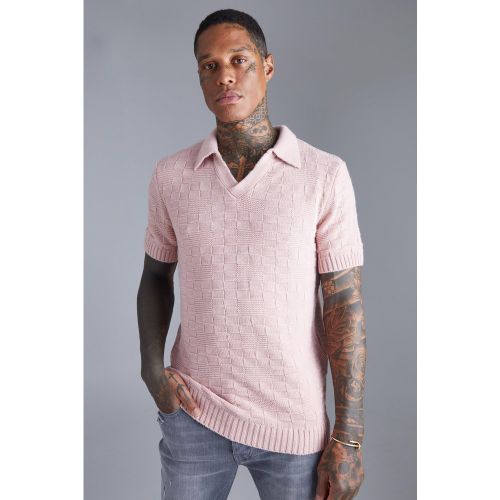 Polo texturé à col V - M - Boohooman - Modalova