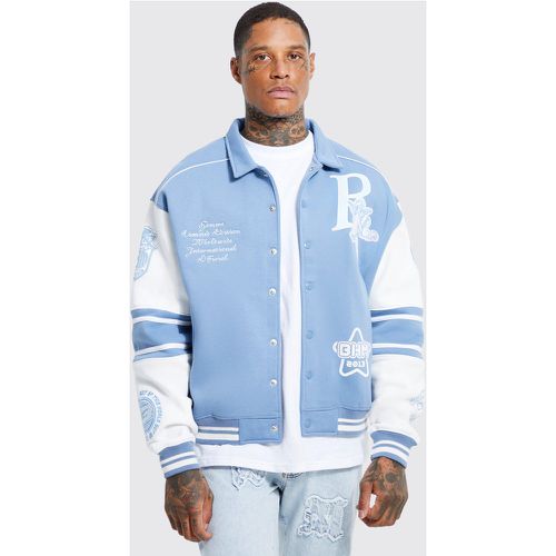 Veste Harrington ample universitaire en jersey - Boohooman - Modalova