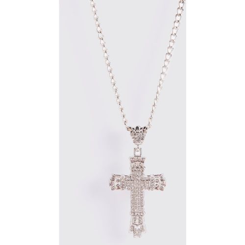 Collier à pendentif croix strassé - ONE SIZE - Boohooman - Modalova