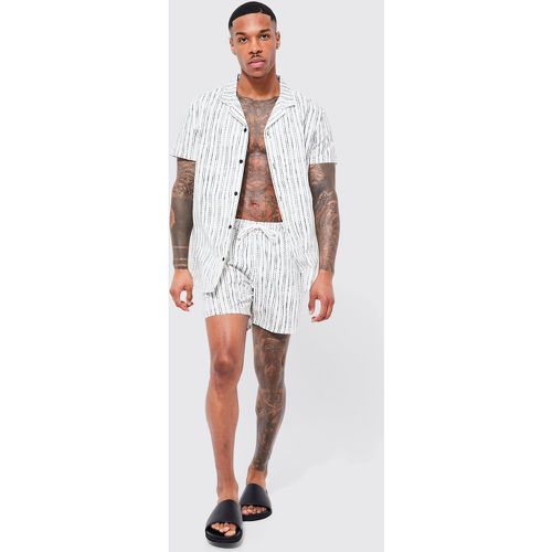 Ensemble rayé avec chemise à manches courtes et short de bain - S - Boohooman - Modalova