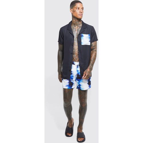 Ensemble tie dye avec chemise et short de bain - M - Boohooman - Modalova