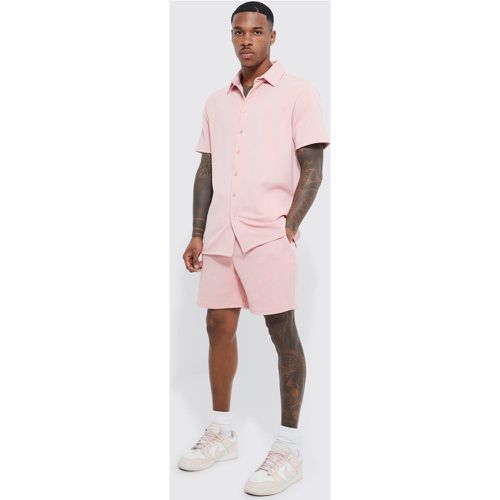 Ensemble en jersey avec chemise et short - Boohooman - Modalova