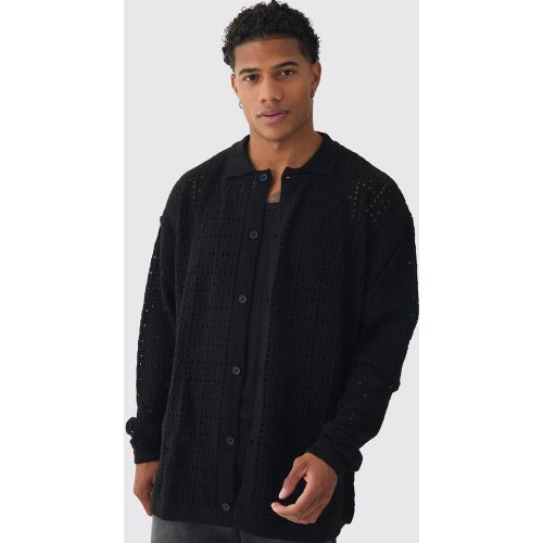 Chemise oversize en crochet à manches longues homme - S - Boohooman - Modalova