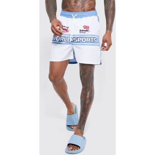 Short de bain court imprimé moto - S - Boohooman - Modalova