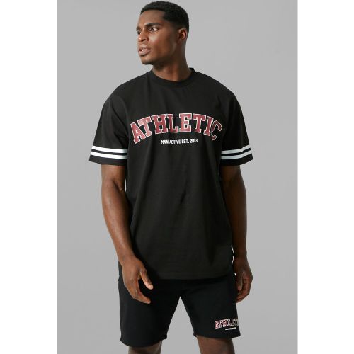 T-shirt de sport oversize à rayures - MAN Active - L - Boohooman - Modalova