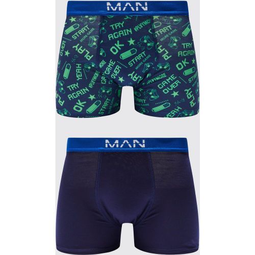 Lot de 2 boxers à imprimé jeux vidéo - M - Boohooman - Modalova