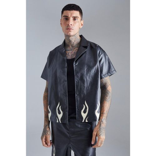 Chemise ample à manches courtes et ourlet flammes - S - Boohooman - Modalova