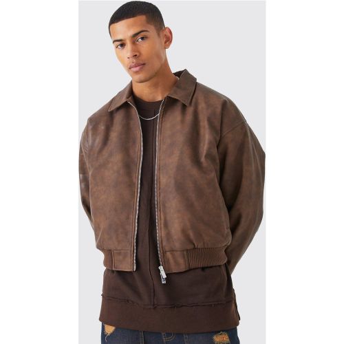 Bomber ample homme - brun - S, brun - Boohooman - Modalova