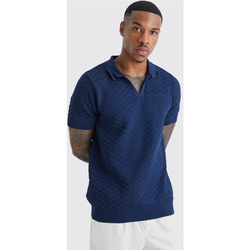 Polo texturé col V à manches courtes - XL - Boohooman - Modalova