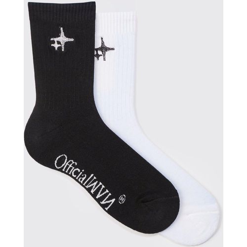 Lot de 2 paires chaussettes à imprimé étoile - Boohooman - Modalova