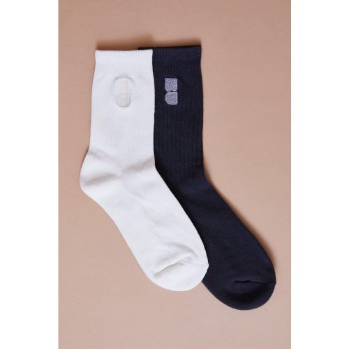 Lot de 2 paires de chaussettes à broderie BU - ONE SIZE - Boohooman - Modalova