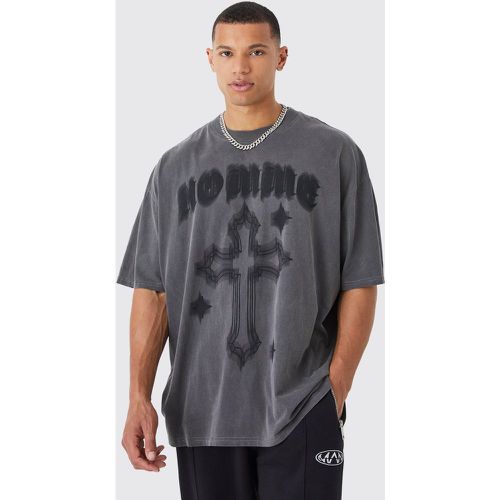 Tall - T-shirt oversize surteint imprimé gothique - Boohooman - Modalova