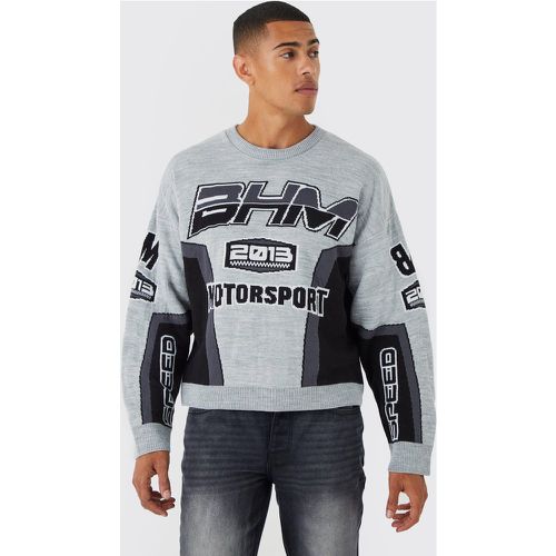 Pull ample en maille imprimé moto - L - Boohooman - Modalova