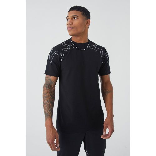 T-shirt épais cintré strassé - XS - Boohooman - Modalova