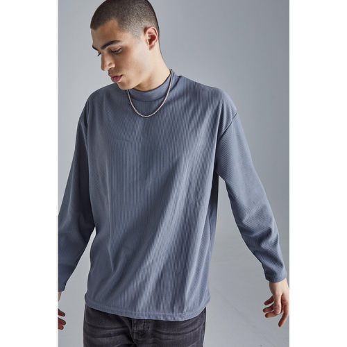 T-shirt oversize côtelé à manches longues - Boohooman - Modalova