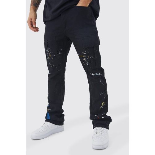 Pantalon cargo slim à taches de peinture - 32 - Boohooman - Modalova