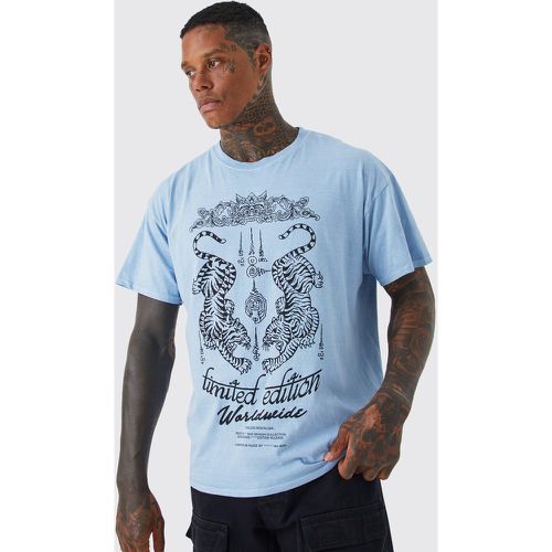 T-shirt oversize délavé imprimé tigre - Boohooman - Modalova