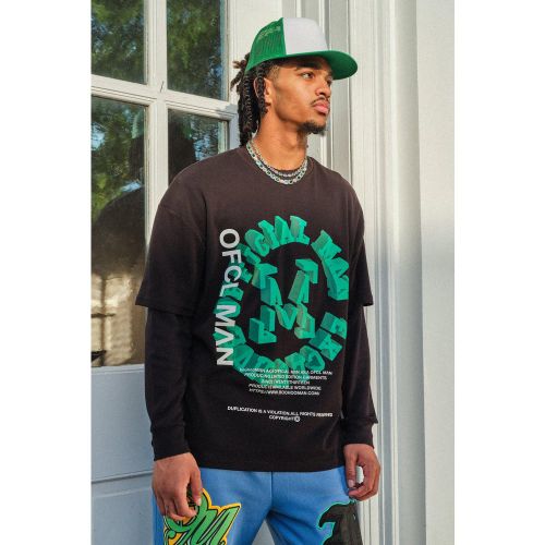 T-shirt oversize imprimé - Ofcl - L - Boohooman - Modalova