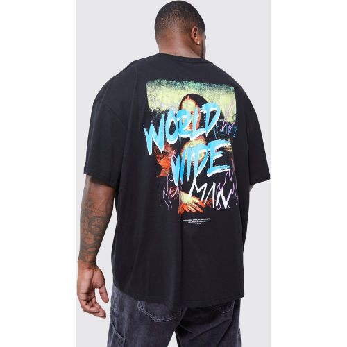 Grande taille - T-shirt oversize imprimé Mona Lisa graffiti - XXL - Boohooman - Modalova