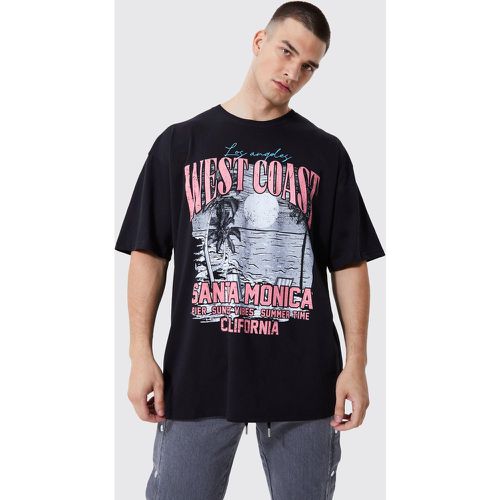 Tall - T-shirt oversize épais à slogan West Coast - Boohooman - Modalova