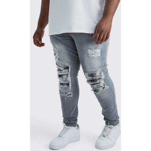 Grande taille - Jean skinny déchiré et réparé - 42 - Boohooman - Modalova