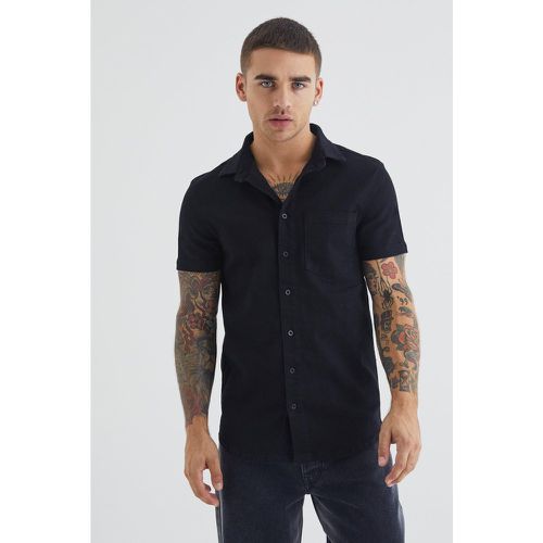 Chemise en jean moulante à manches courtes - L - Boohooman - Modalova