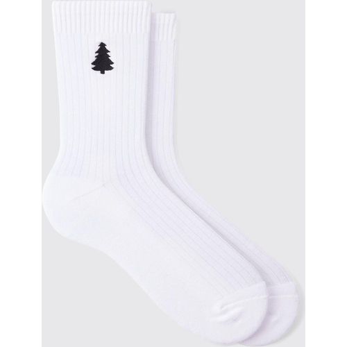 Chaussettes à broderie sapin de Noël - ONE SIZE - Boohooman - Modalova