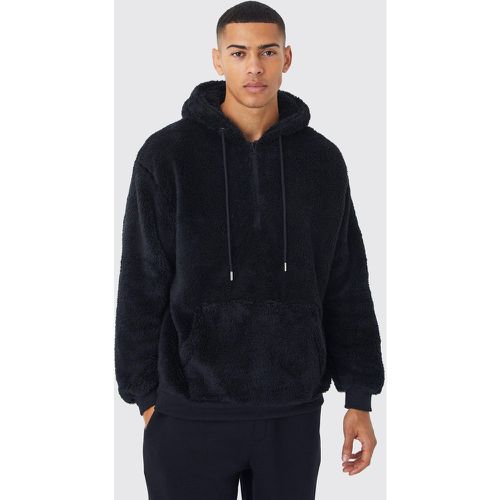 Sweat à capuche oversize en polaire à col zippé homme - S - Boohooman - Modalova