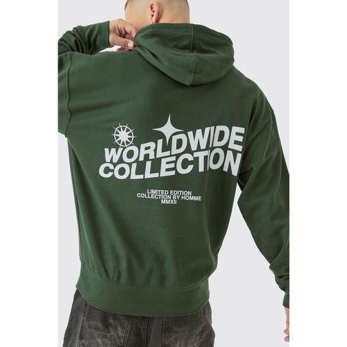 Sweat à capuche oversize imprimé Worldwide - M - Boohooman - Modalova