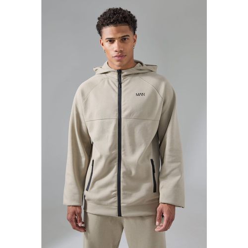 Sweat à capuche zippé et manches longues - MAN Active - S - Boohooman - Modalova