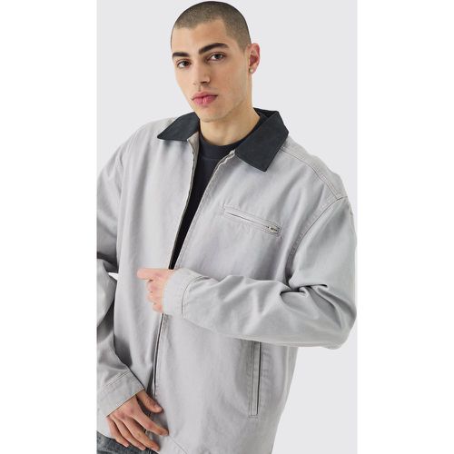 Veste Harrington surteinte à col contrastant - M - Boohooman - Modalova