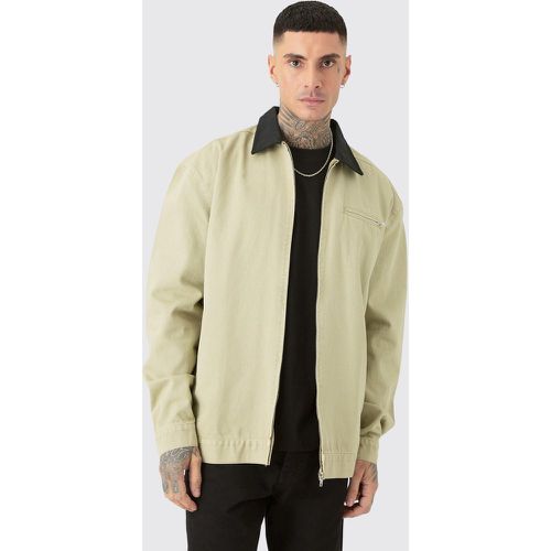 Tall - Veste Harrington à col contrastant homme - L - Boohooman - Modalova