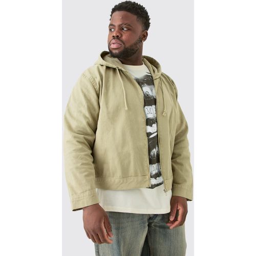 Grande taille - Sweat à capuche surteint en jean zippé homme - XXXL - Boohooman - Modalova