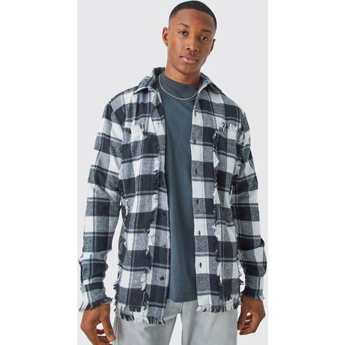 Chemise oversize déchirée à carreaux - L - Boohooman - Modalova