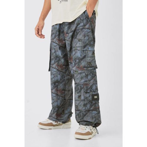 Pantalon cargo élastiqué à imprimé camouflage - S - Boohooman - Modalova