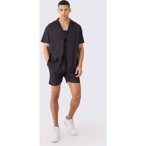 Ensemble oversize en lin avec chemise à manches courtes et short - S - Boohooman - Modalova