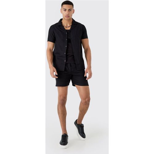 Ensemble en lin à manches courtes avec chemise et short - M - Boohooman - Modalova