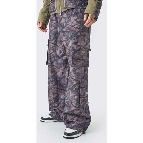 Tall - Pantalon cargo élastiqué à imprimé camouflage - S - Boohooman - Modalova