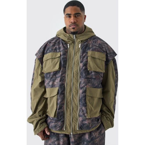 Grande taille - Veste utilitaire délavée à imprimé camouflage - XXL - Boohooman - Modalova