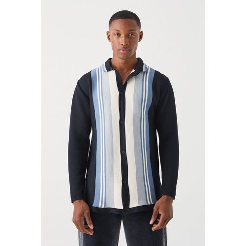 Chemise color block en maille à manches longues homme - M - Boohooman - Modalova