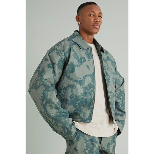 Veste Harrington oversize imprimé camouflage pixel - S - Boohooman - Modalova